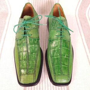 DAVID EDEN Crocodile Lizard Exotic Leather Oxfords Mens 8 Dress Shoes 🦎